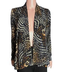 Frank Lyman GORGEOUS Mixed Media Animal Print Open Cardigan Glam Quiet Luxury 8m